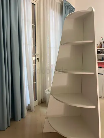 White corner bookcase