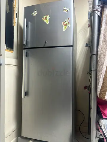 Used stainless steel double-door refrigerator - good working condition