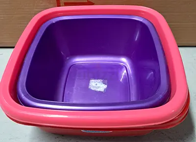 Set of 3Plastic Washing/Utility Basins - Pink  Purple, Good Used Condition
