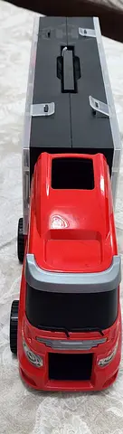 Red Plastic Toy Truck with Removable Top Box - Good Used Condition