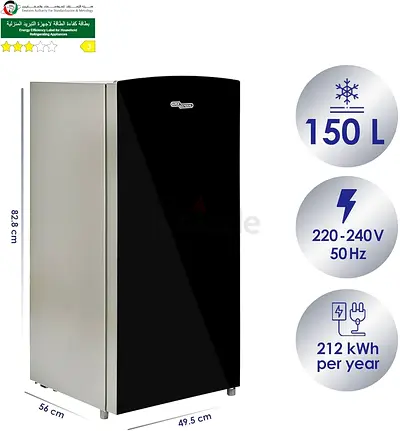 Used 150L Single Door Refrigerator — Compact Black Finish, Energy Rated