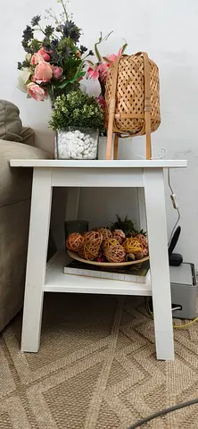 Simple White Wooden Side Table / Bedside Table in Good Condition