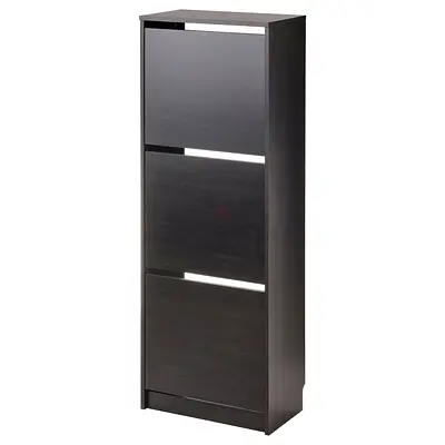 IKEA 2 Shoe cabinets with 3 compartments, black-brown, 49x28x135 cm