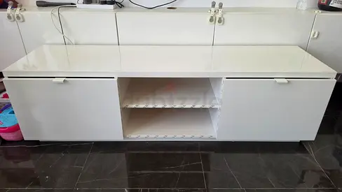 IKEA TV cabinet with storage shelves and drawers