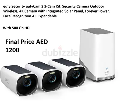 eufyCam 3 (S330) 3-Cam Security Kit + 500GB HDD - Business Bay