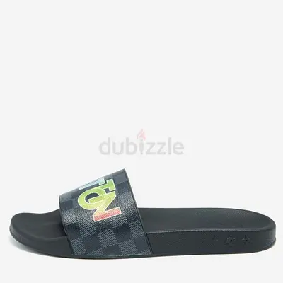 Authentic Louis Vuitton Black Damier Canvas Waterfront Eclipse Mule Sandals Size 44.5