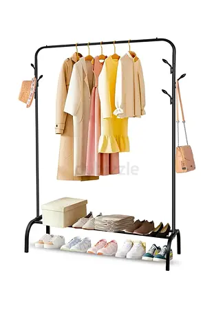 X3 - Simple Black Metal Clothing Rack with Shoe Shelf - BRAND NEW UNUSUED.