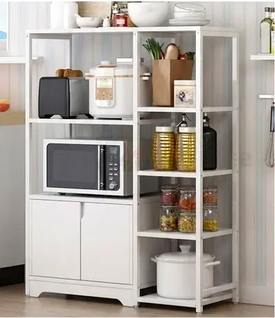 Wooden Multi-Tier Kitchen Storage Rack with Cabinet - Light Oak