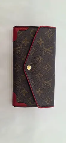 Pre-owned Louis Vuitton Monogram Long Wallet - Brown  Red Trim