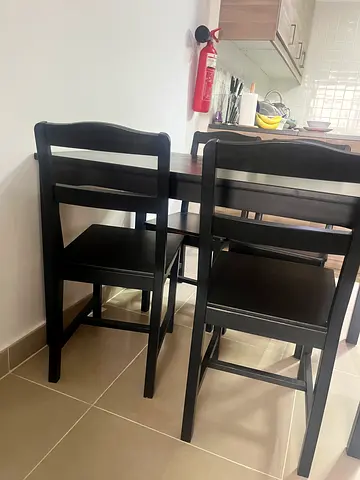 Black Ikea 4 table and chair