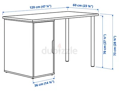 IKEA simple desk with under-cabinet storage – 120x60 cm