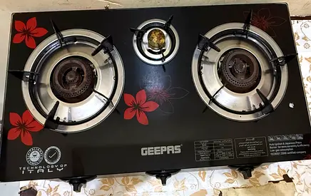 Used Geepas 3-Burner Gas Stove (Glass Top) - Good Working Condition
