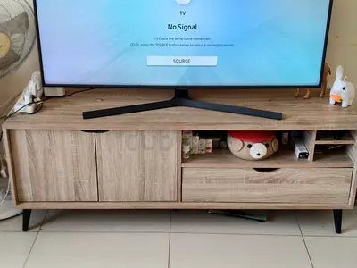 Wooden TV Entertainment Unit with Storage - Light Oak Finish