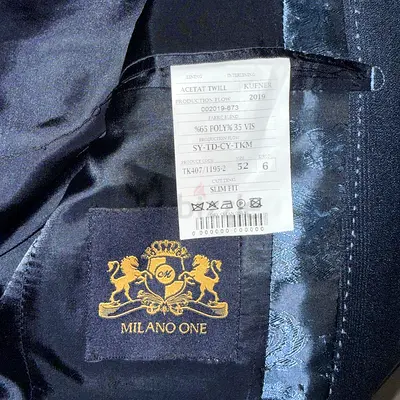 Milano One Mens Slim Fit Suit Jacket - Navy, Size 52