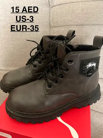 Preloved Kids Black shoes for Boy size US-3 for 15AED