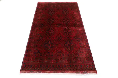 1.3 x 2.1m afghan Handmade Deep Red Afghan wool carpet living bedroom rug carpet