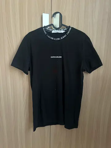 Calvin Klein Black Logo Crew Neck T-Shirt — Mens Medium