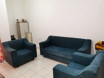 3-piece teal fabric sofa set — good condition