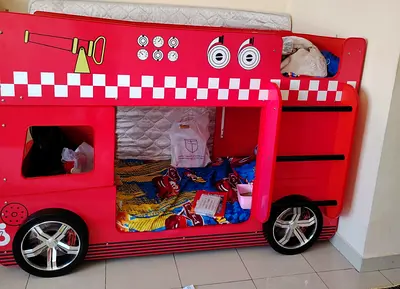 Fire truck themed bunk bed