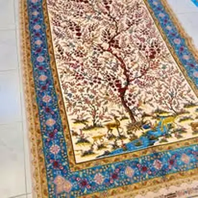 Handmade Persian-Style Wool Rug with Tree of Life Design