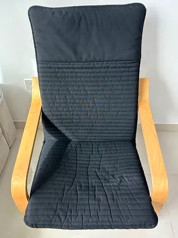 IKEA Poäng-style Armchair with Black Cushion — Good Condition