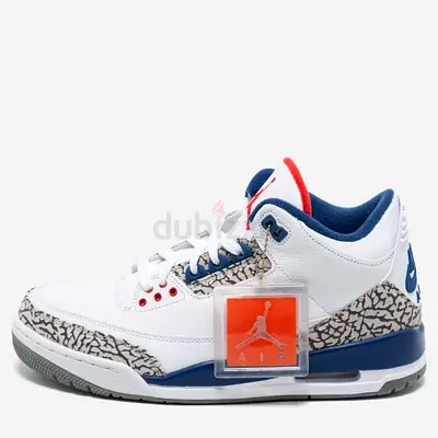 Authentic Jordan White Leather Air Jordan 3 Retro Hall of Fame Sneakers Size 43