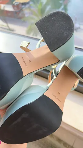 Mint green open-toe block heel sandals, size 38 , other little stories brand