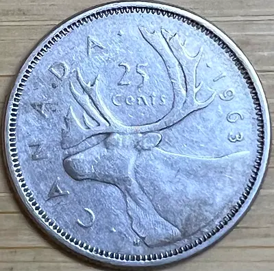 1963 Canada 25 Cents Coin - Caribou (Quarter)