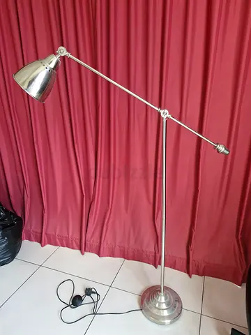 Adjustable Brushed Metal Floor Lamp with Swing Arm