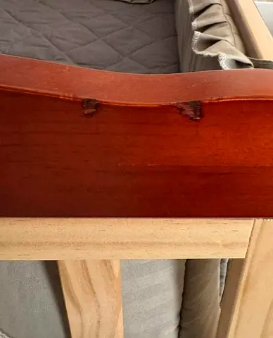 Used wooden baby crib - solid wood with mattress