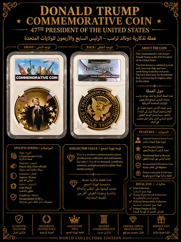 Donald Trump Commemorative Coin – 47th President Collectible (Sealed Display Card)