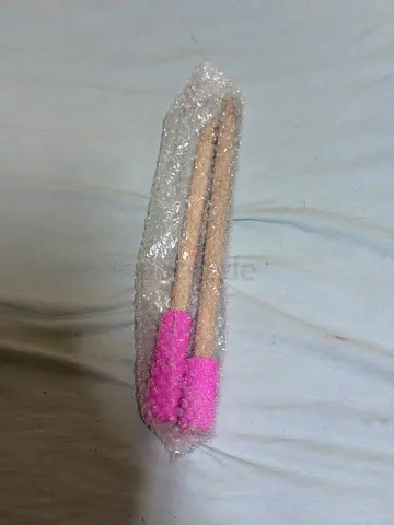 Set of 2 wooden foam-tipped craft/play sticks (pink tips)