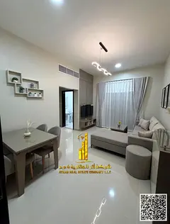 Beautiful furnished one-bedroom apartment with new furniture for monthly rent in Ajman - Al Jurf 2 -