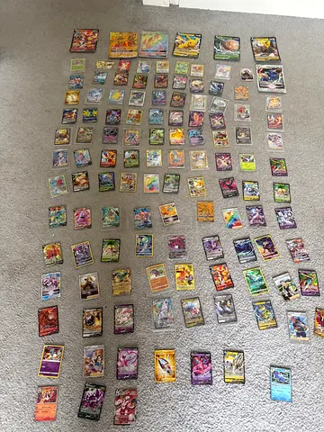 Large Mixed Lot of Pokémon Trading Cards — Assorted Holo, Full Art, and V Cards