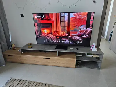 65 LED Smart TV on stand - as new Samsung neo q-led 65 inch smart tv