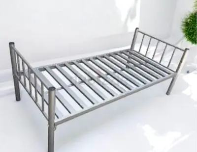 Single Metal Bed Frame with mattress- Sturdy Steel Slatted Base (Good Condition)