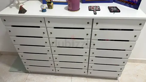 White Low Wide Dresser / Shoe Cabinet -