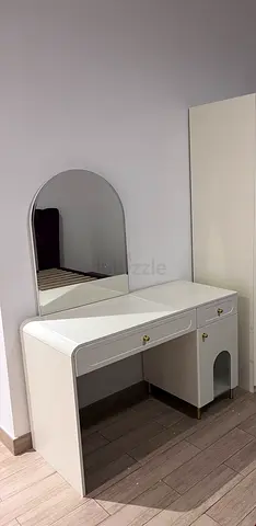 White Dressing Table / Vanity with Mirror - Good Condition