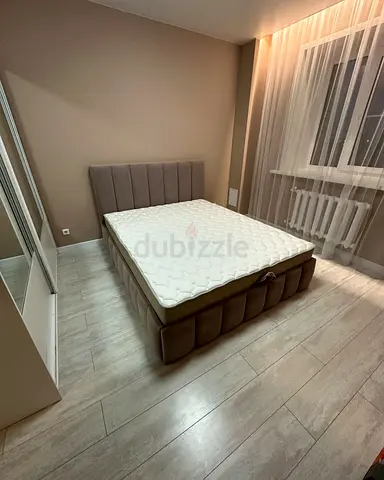 Queen Upholstered Bed Frame with Mattress - Neutral Beige