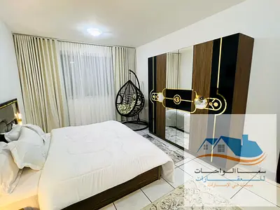 Al Qasba, Al Fardan Center, Block B: a one-bedroom apartment with a living room, second tenant, fully furnished with all new furniture, including inte