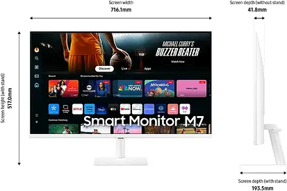 Samsung 32 Monitor Smart Monitor LS32DM703 Flat, UHD, SMART TV--Good Condition