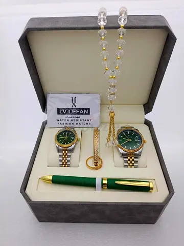 Mens Stainless Steel Set: Watch, Rosary, Pen  Cufflinks