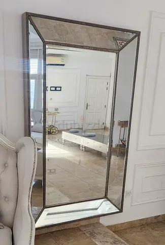 Large Decorative Wall Mirror with Beveled Frame