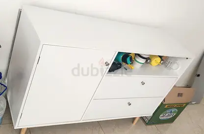 White Sideboard Cabinet with Drawers and Shelves — VGood Condition