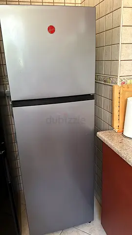 Hoover fridge 300 liters Grey Double-Door Refrigerator (Freezer Top) - perfect condition