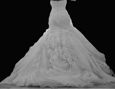White Bridal Gown with Full Ruffled Train - Size Available