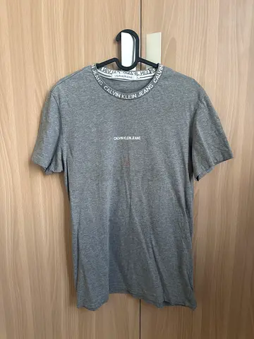 Calvin Klein Grey Cotton T-Shirt - Size M