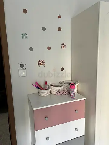 Small Two-Drawer Pink  White Chest of Drawers - Kids/Bedroom