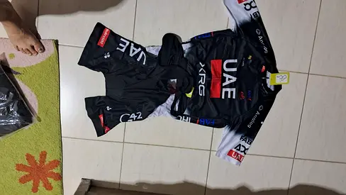 UAE Team Cycling Jersey and Bib Shorts - Size Unknown, Good Condition