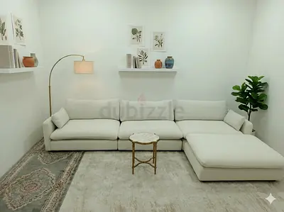 Oc home beige color modular sofa with ottoman